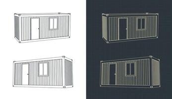 Container house drawings vector