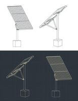 Solar panel blueprints vector