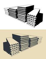 Reinforced concrete floor slabs illustrations vector