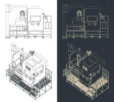 Sand blasting machine blueprints vector