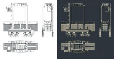 Straddle carrier blueprints vector