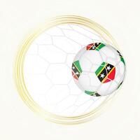 Football emblem with football ball with flag of Saint Kitts and Nevis in net, scoring goal for Saint Kitts and Nevis. vector