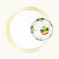 Football emblem with football ball with flag of Grenada in net, scoring goal for Grenada. vector