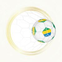 Football emblem with football ball with flag of Gabon in net, scoring goal for Gabon. vector