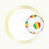 Football emblem with football ball with flag of Mali in net, scoring goal for Mali. vector