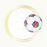 Football emblem with football ball with flag of Namibia in net, scoring goal for Namibia. vector