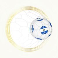 Football emblem with football ball with flag of El Salvador in net, scoring goal for El Salvador. vector