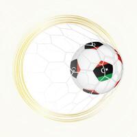 Football emblem with football ball with flag of Libya in net, scoring goal for Libya. vector
