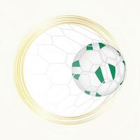 Football emblem with football ball with flag of Nigeria in net, scoring goal for Nigeria. vector