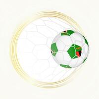 Football emblem with football ball with flag of Zambia in net, scoring goal for Zambia. vector
