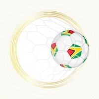 Football emblem with football ball with flag of Guyana in net, scoring goal for Guyana. vector