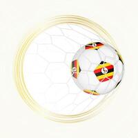 Football emblem with football ball with flag of Uganda in net, scoring goal for Uganda. vector