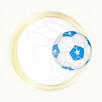 Football emblem with football ball with flag of Somalia in net, scoring goal for Somalia. vector