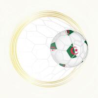 Football emblem with football ball with flag of Algeria in net, scoring goal for Algeria. vector