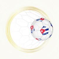 Football emblem with football ball with flag of Cuba in net, scoring goal for Cuba. vector