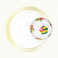 Football emblem with football ball with flag of Togo in net, scoring goal for Togo. vector