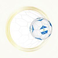 Football emblem with football ball with flag of Nicaragua in net, scoring goal for Nicaragua. vector