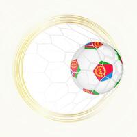 Football emblem with football ball with flag of Eritrea in net, scoring goal for Eritrea. vector