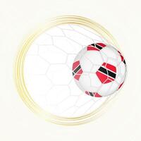 Football emblem with football ball with flag of Trinidad and Tobago in net, scoring goal for Trinidad and Tobago. vector