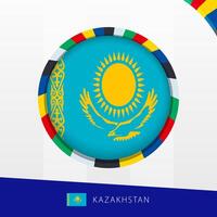 Kazakhstan Flag with Colorful Circle Border. vector