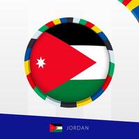 Jordan Flag with Colorful Circle Border. vector