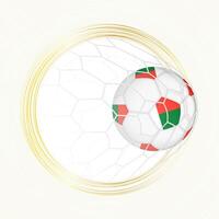 Football emblem with football ball with flag of Madagascar in net, scoring goal for Madagascar. vector
