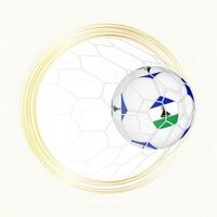 Football emblem with football ball with flag of Lesotho in net, scoring goal for Lesotho. vector