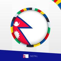 Nepal Flag with Colorful Circle Border. vector