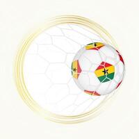 Football emblem with football ball with flag of Ghana in net, scoring goal for Ghana. vector