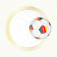 Football emblem with football ball with flag of Cameroon in net, scoring goal for Cameroon. vector