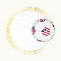 Football emblem with football ball with flag of Liberia in net, scoring goal for Liberia. vector