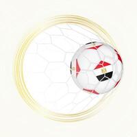 Football emblem with football ball with flag of Egypt in net, scoring goal for Egypt. vector
