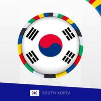 South Korea Flag with Colorful Circle Border. vector