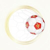 Football emblem with football ball with flag of Montenegro in net, scoring goal for Montenegro. vector