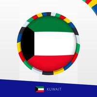 Kuwait Flag with Colorful Circle Border. vector