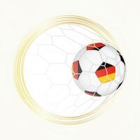 Football emblem with football ball with flag of Germany in net, scoring goal for Germany. vector