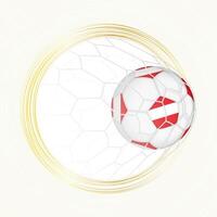 Football emblem with football ball with flag of Austria in net, scoring goal for Austria. vector