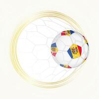 Football emblem with football ball with flag of Moldova in net, scoring goal for Moldova. vector
