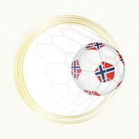 Football emblem with football ball with flag of Norway in net, scoring goal for Norway. vector