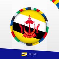 Brunei Flag with Colorful Circle Border. vector