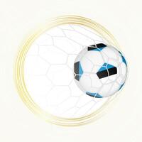 Football emblem with football ball with flag of Estonia in net, scoring goal for Estonia. vector