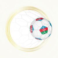 Football emblem with football ball with flag of Azerbaijan in net, scoring goal for Azerbaijan. vector