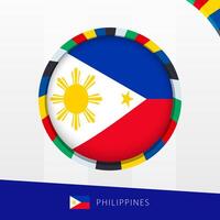 Philippines Flag with Colorful Circle Border. vector