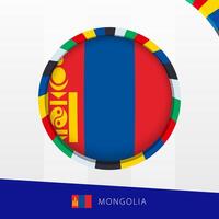 Mongolia Flag with Colorful Circle Border. vector