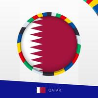 Qatar Flag with Colorful Circle Border. vector
