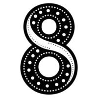 a minimalistic traced number 8 letter having dotted outline on white background vector