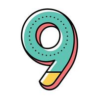 a minimalistic traced number 9 letter having dotted outline on white background vector