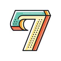 a minimalistic traced number 7 letter having dotted outline on white background vector