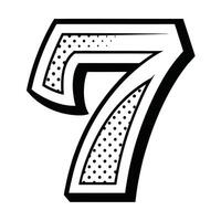 a minimalistic traced number 7 letter having dotted outline on white background vector