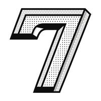 a minimalistic traced number 7 letter having dotted outline on white background vector